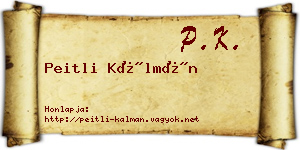 Peitli Kálmán névjegykártya